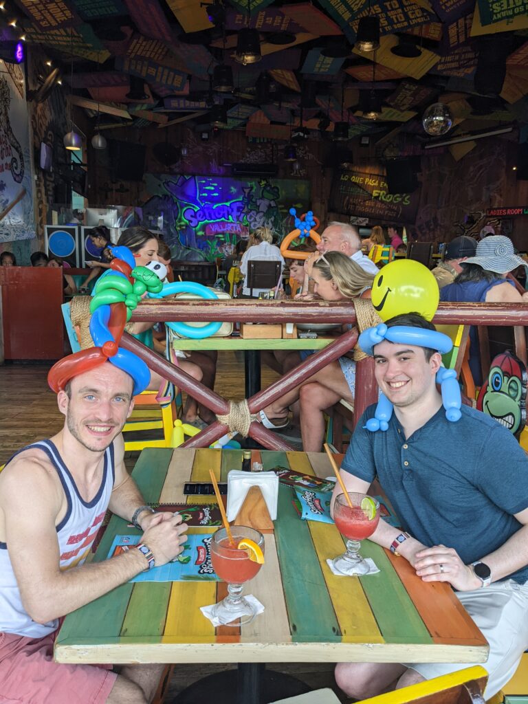 Enjoying a few drinks at Senor Frogs in Puerto Vallarta